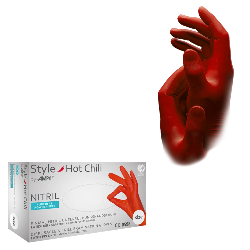 Nitrilhandschuhe Style Hot Chili – rot, puderfrei, 100 Stück-L