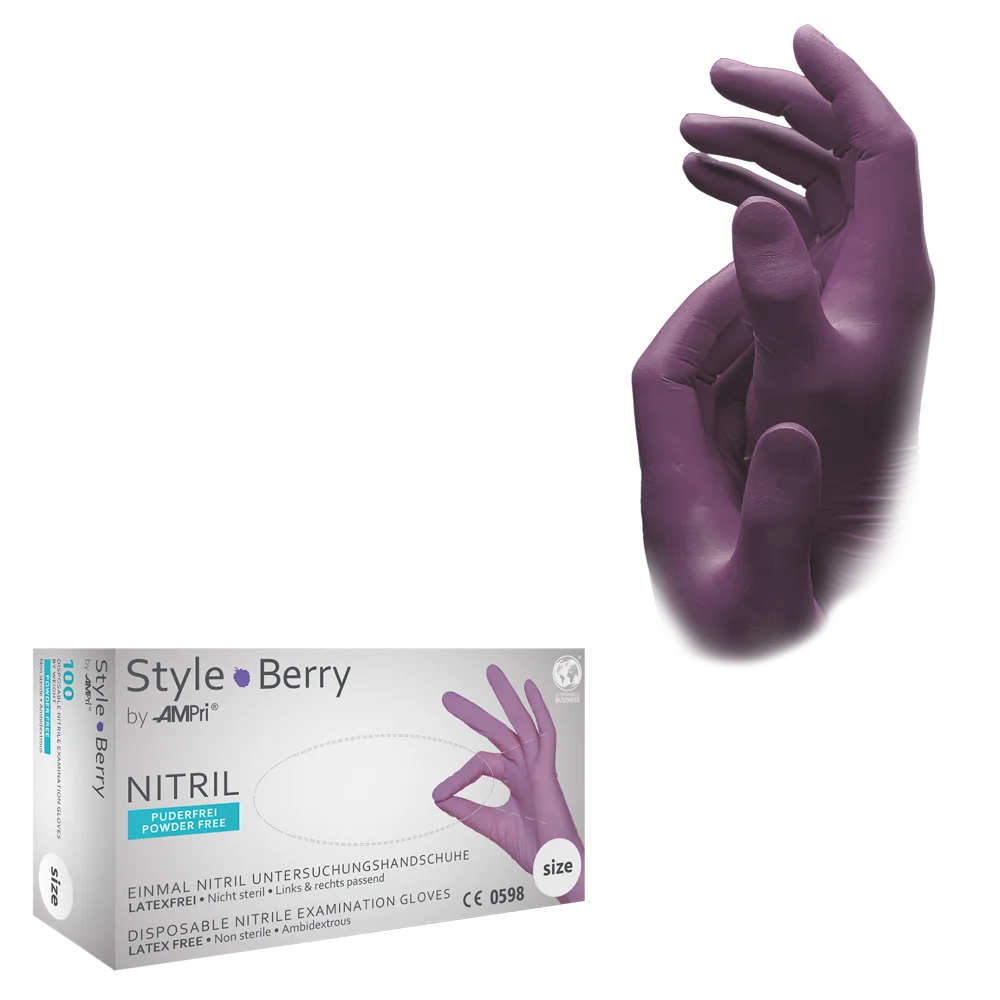 Nitrilhandschuhe Style Berry – lila, puderfrei, 100 Stück-M