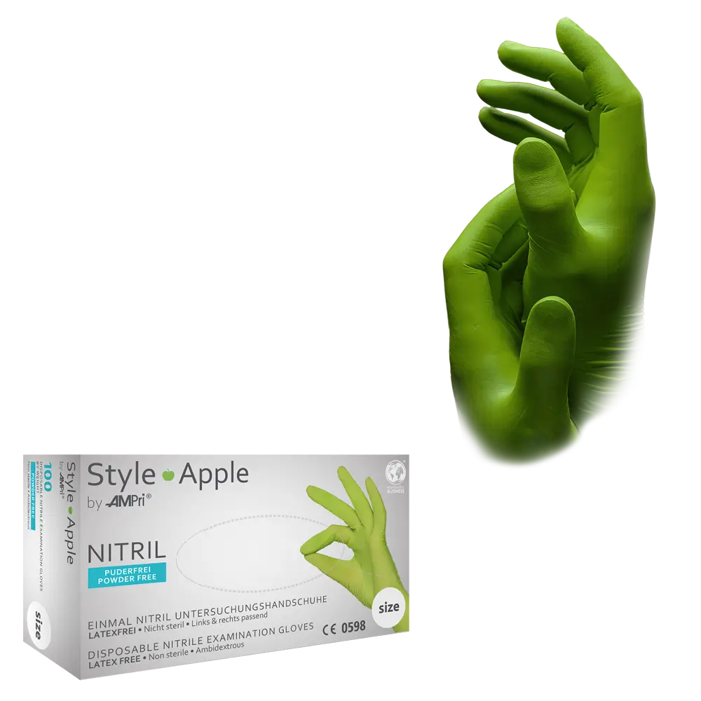 Nitrilhandschuhe Style Apfelgrün – puderfrei, 100 Stück-XS