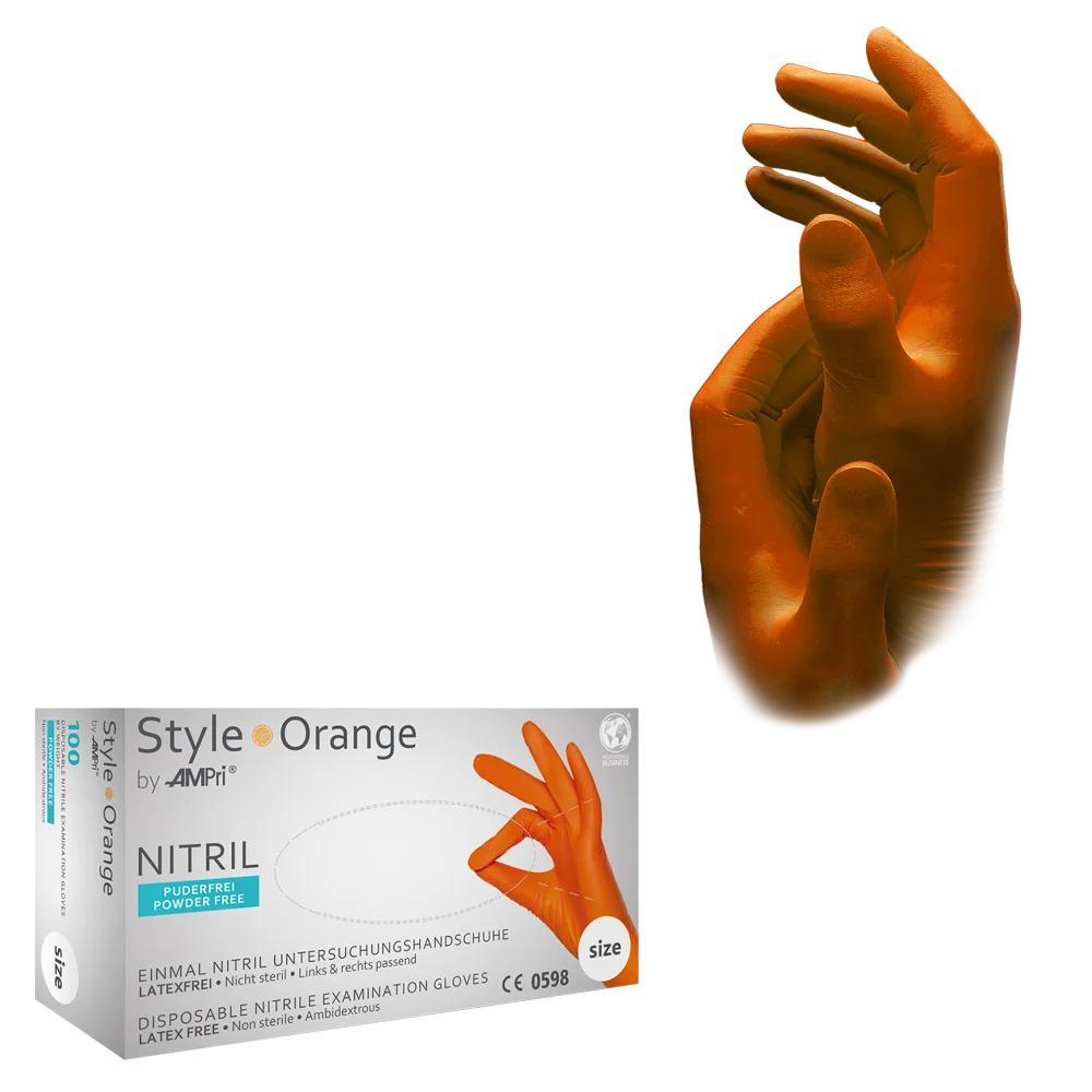 Nitrilhandschuhe Style Orange – puderfrei, 100 Stück-L