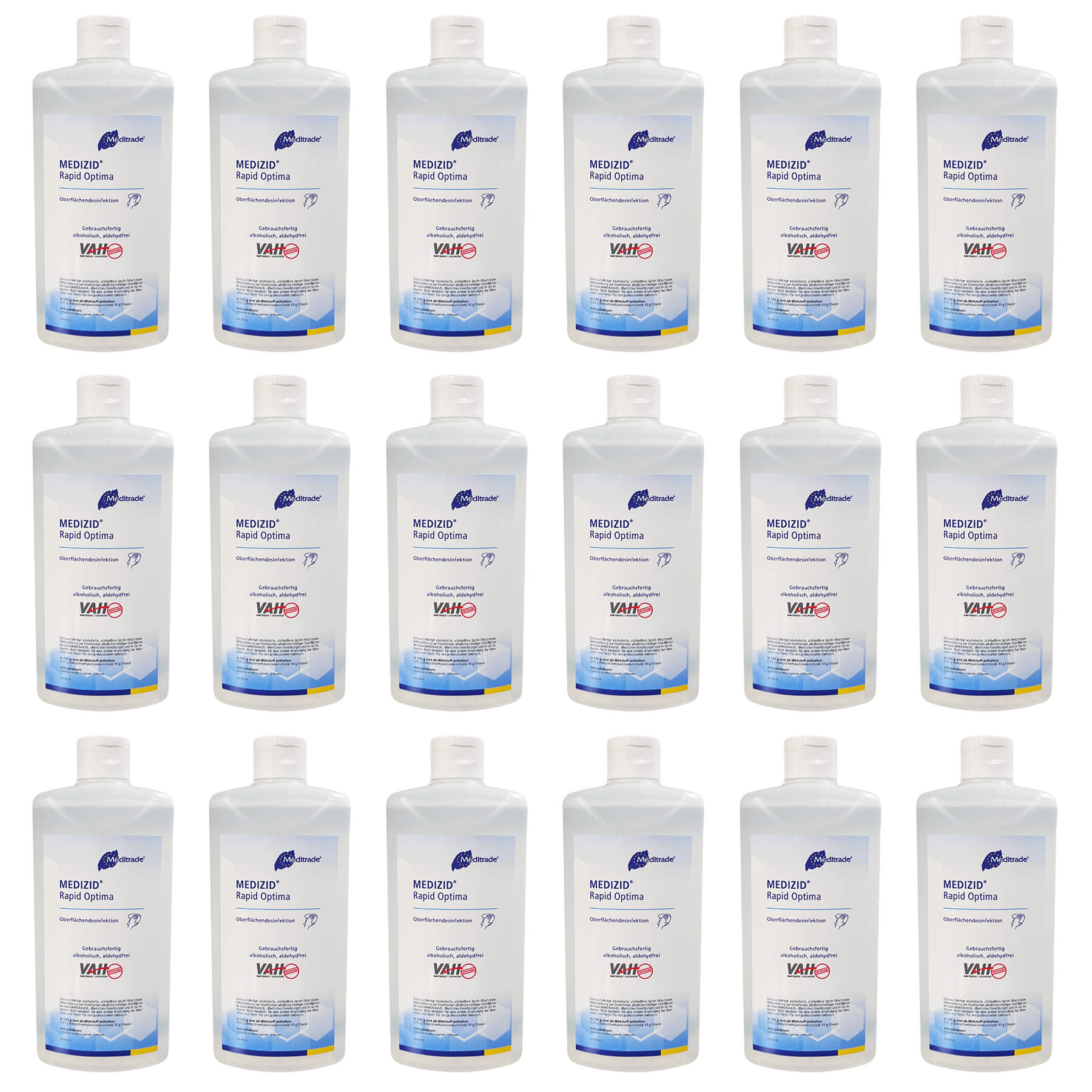 18x 500 ml Flasche Medizid Rapid Optima Schnelldesinfektion/Flächendesinfektion, Viruzid, gelistet und zertifiziert (18er Multipack)