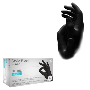 Nitrilhandschuhe Style Black – schwarz, puderfrei, 100 Stück